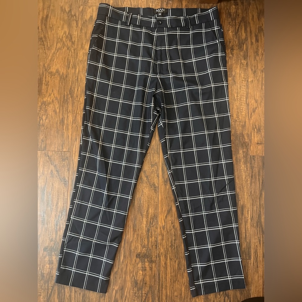 Skinny Windowpane Check Smart Trousers